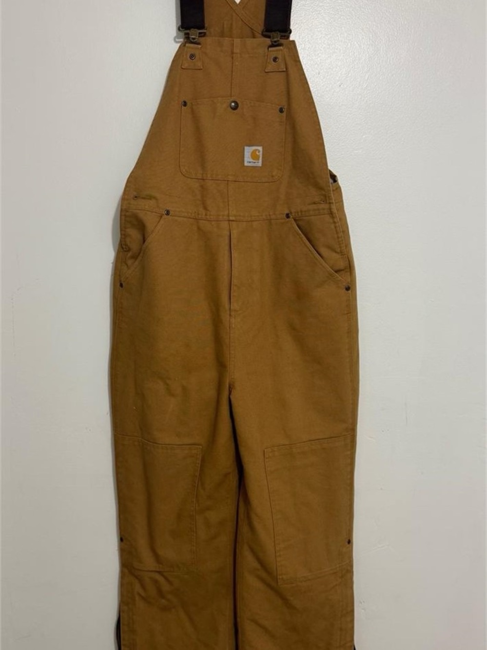 Womens Carhartt Double Knee Overall Bibs Size 14 Regular Brown Canvas
